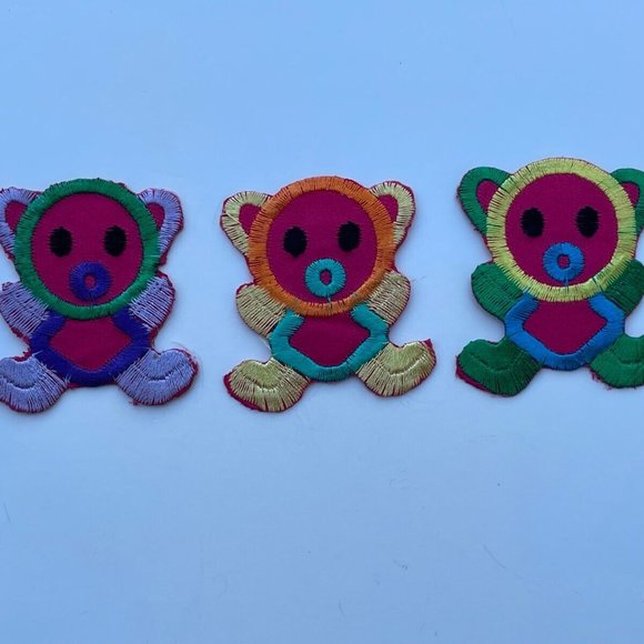 Lot of 3 Patches Multi Color Iron One Patches for craft Clothes Kids Embroidery - Picture 3 of 8